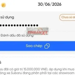 Giảm giá mua xe Subaru 15 triệu đồng