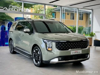 Kia Carnival ngoại thất màu xanh lá 3/4 trước