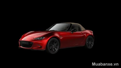 Mazda MX-5 màu đỏ 3/4 trước, nổi bật với thiết kế thể thao.