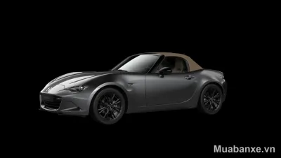 Mazda MX-5 màu xám 3/4 trước, thiết kế thể thao và hiện đại.