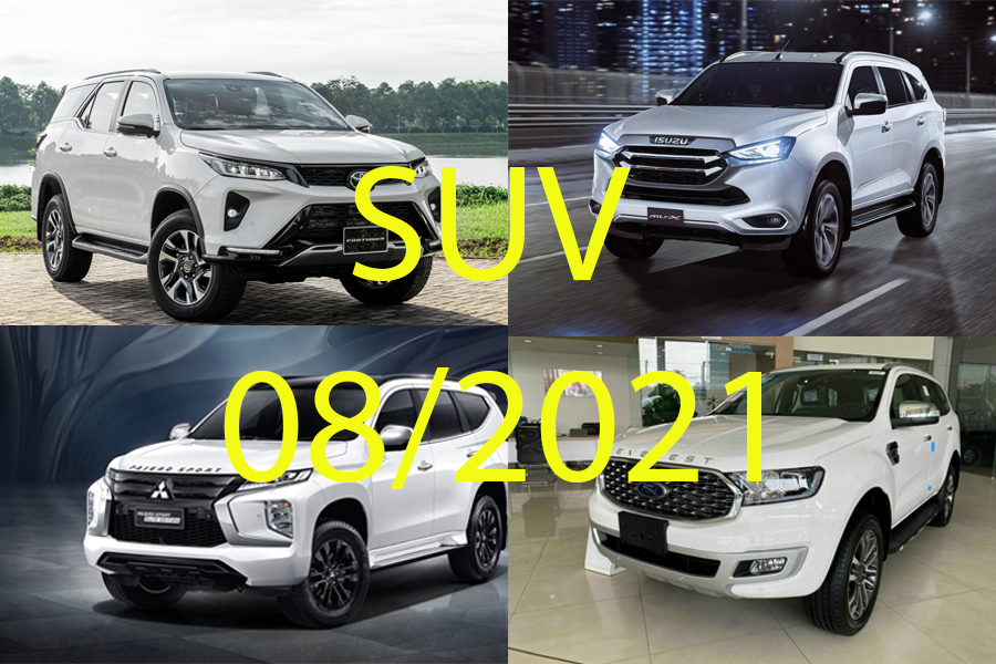 Phân khúc SUV trong tháng 08 năm 2021 : Fortuner tiếp tục bỏ xa Everest