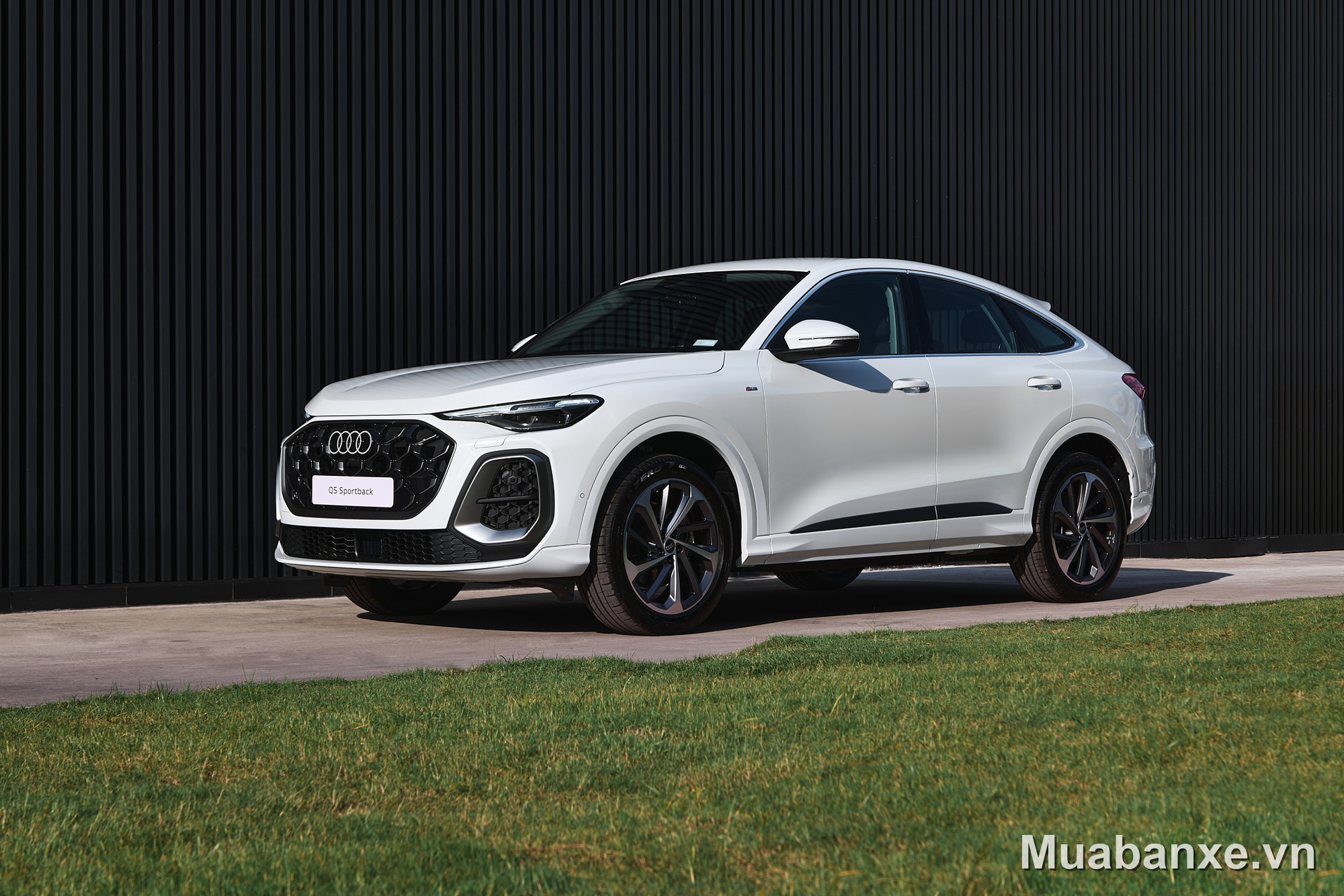 Audi Q5 2026 màu trắng góc 3/4 trước, thiết kế thể thao và hiện đại.
