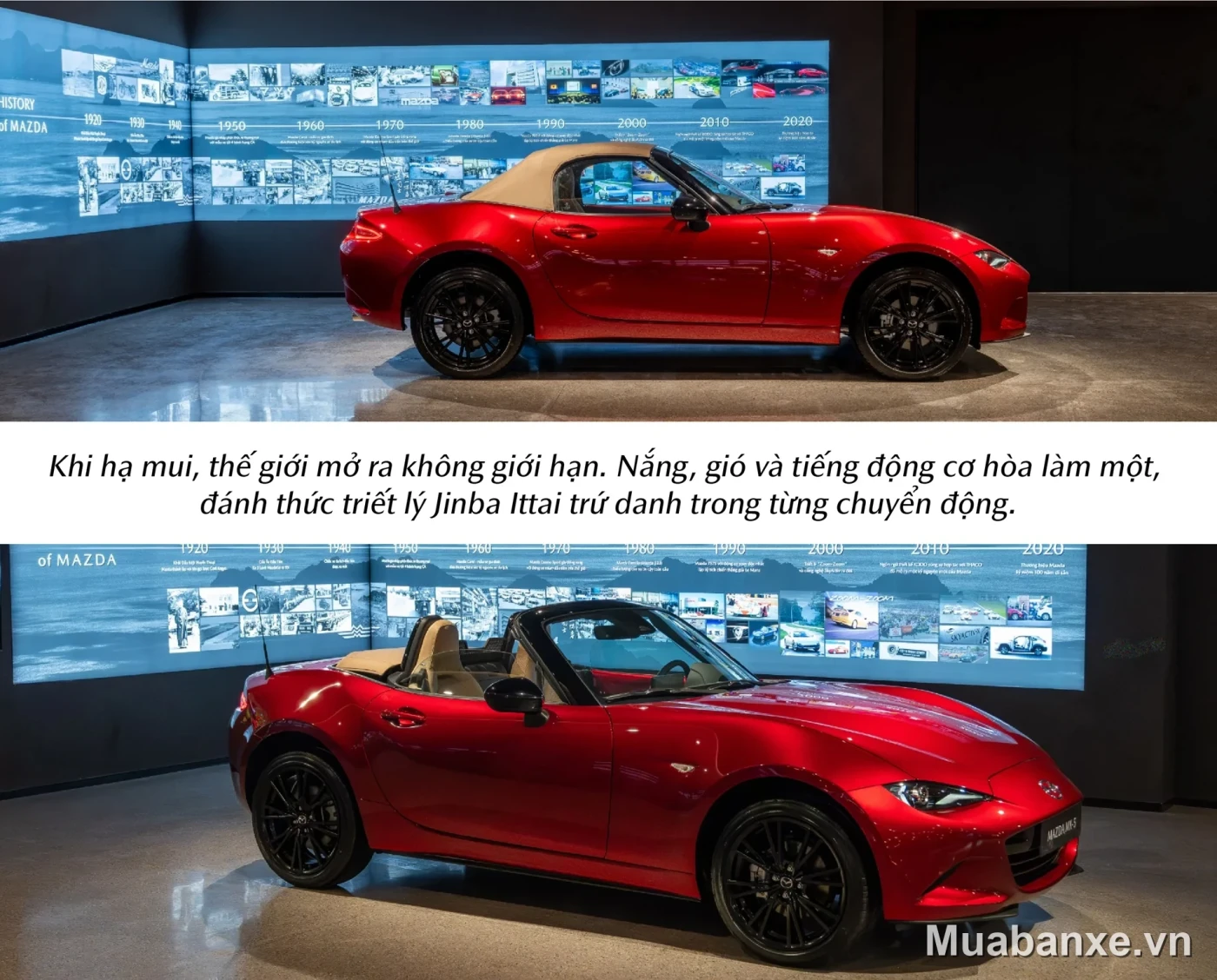 Mazda MX-5 màu đỏ 3/4 bên trái