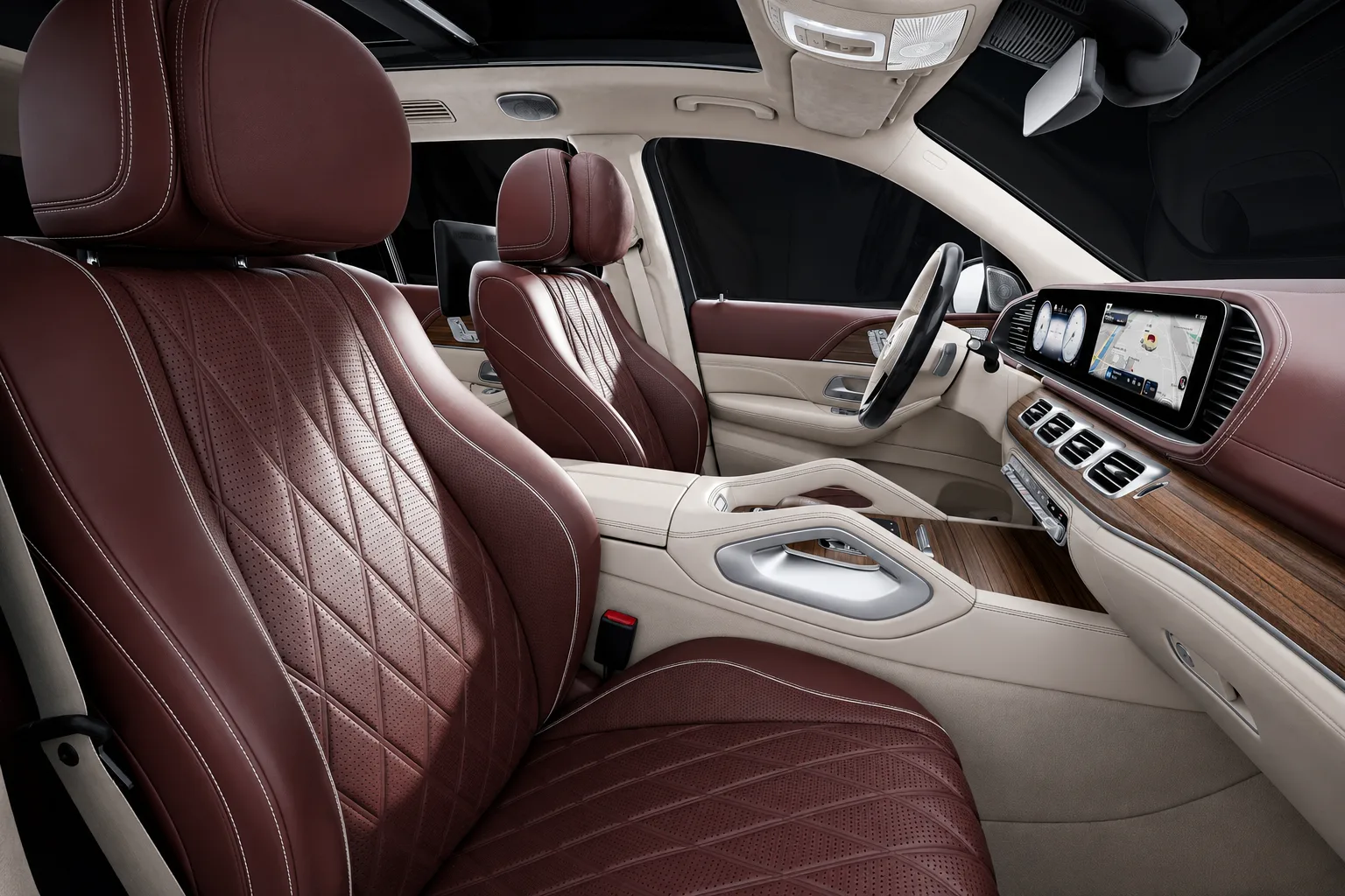 Nội thất Mercedes-Maybach GLS 480 với lựa chọn màu nâu da nappa