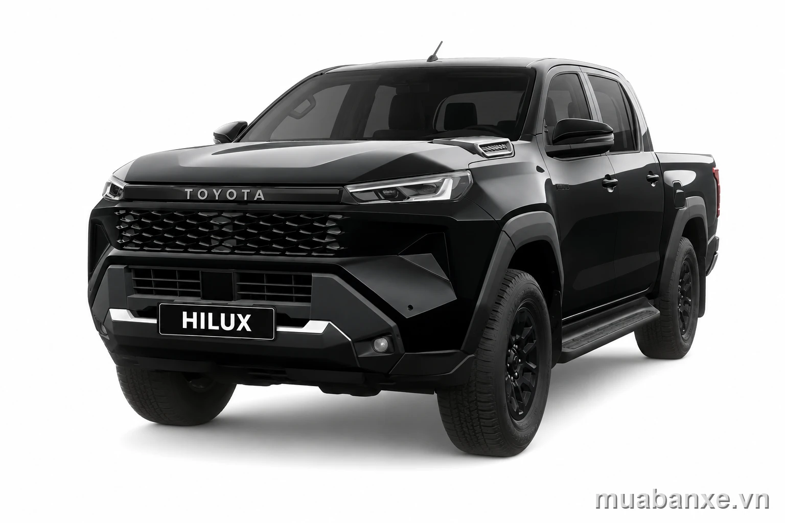 Toyota Hilux đen trên nền trắng