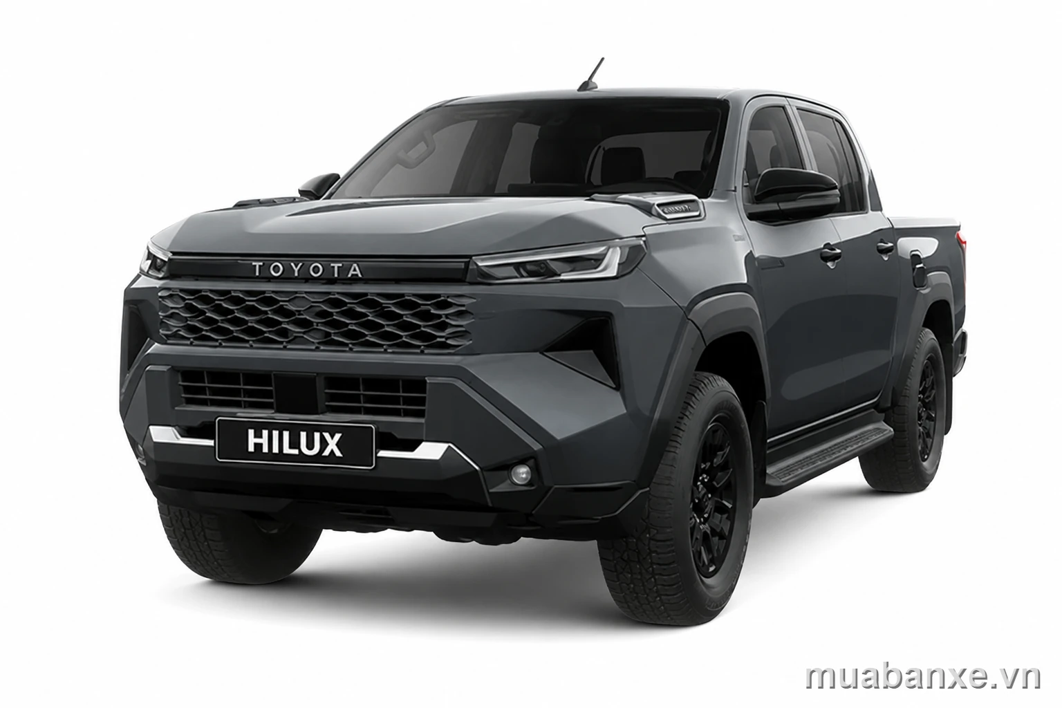 Toyota Hilux xám đậm trên nền trắng