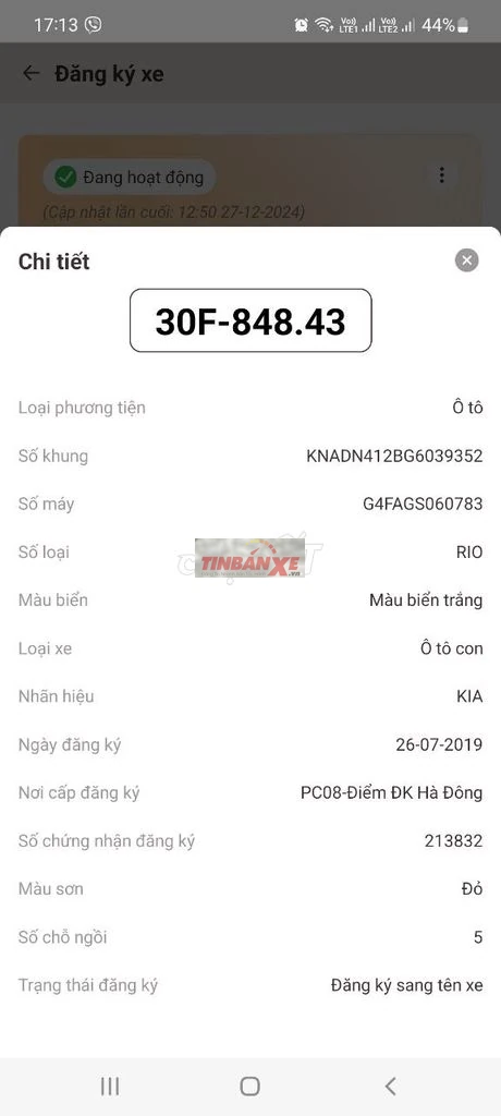 Kia Rio 2016 AT Đỏ 96000 km