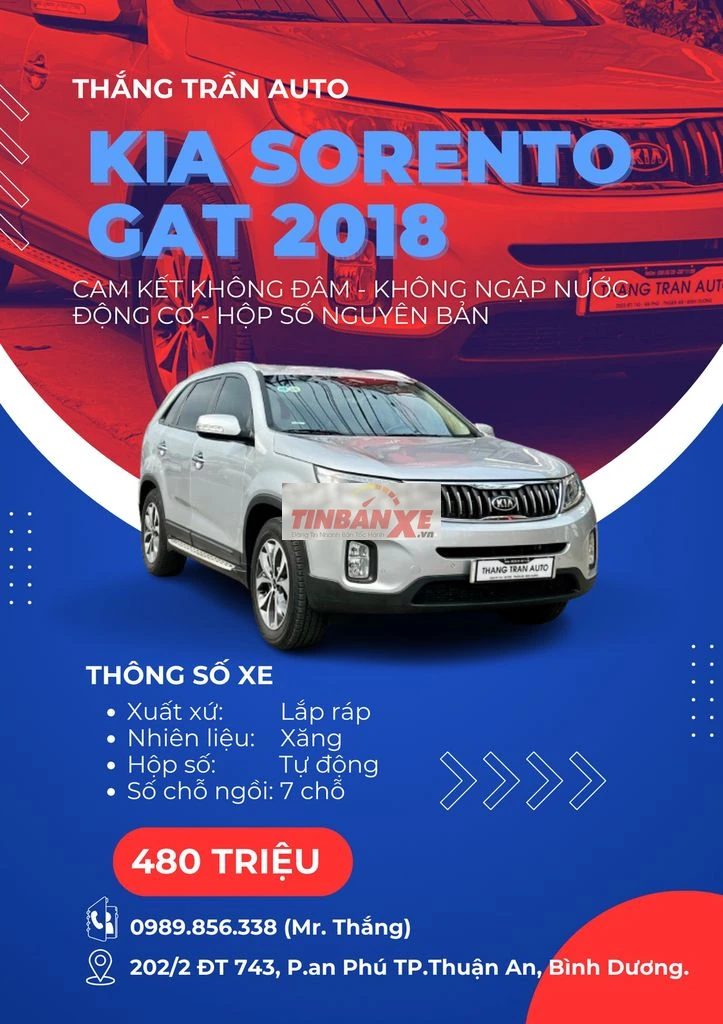 Kia Sorento 2.4 GAT Sản xuất: 2018 Odo: 43.000 KM