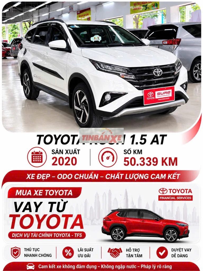 Toyota Rush 1.5 AT 2020 Trắng 50.337 km, hiếm có