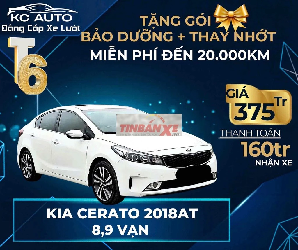 Kia Cerato 2018 1.6L AT . Màu Trắng . Đi 8,9 vạn .