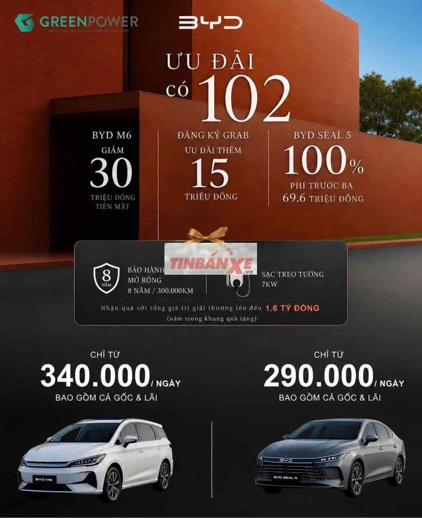 BYD M6 Ô tô điện 7 chỗ Xám