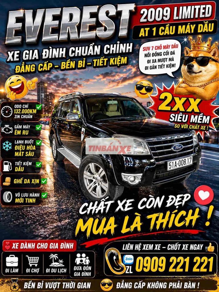 Ford Everest Limited 2009 7 chỗ Số tự động Đen