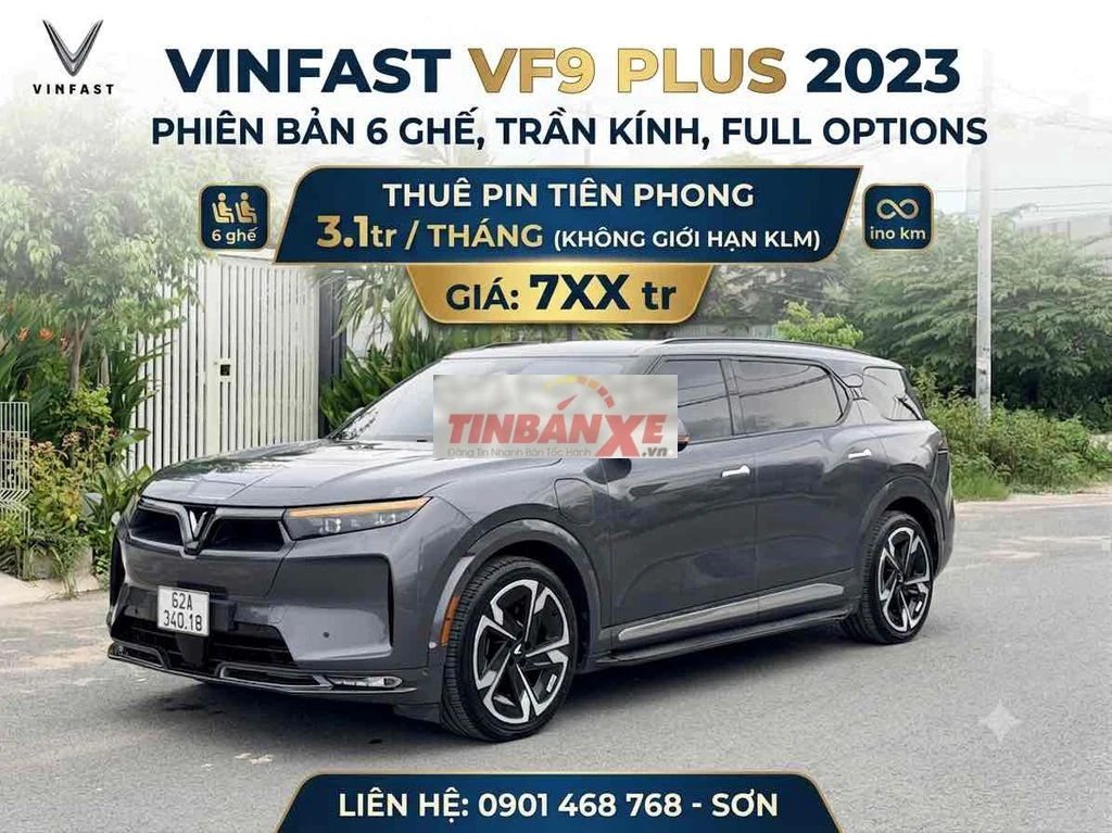 ✅VF9 Plus 6 ghế Trần kính THUÊ PIN tiên phong