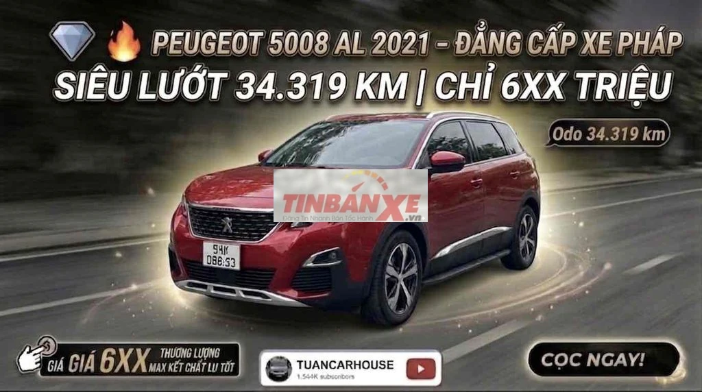 🔴 Peugeot 5008 AL 2021 Đỏ mận 34.319 km